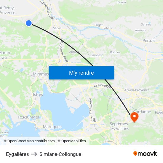 Eygalières to Simiane-Collongue map