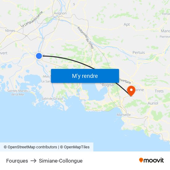 Fourques to Simiane-Collongue map