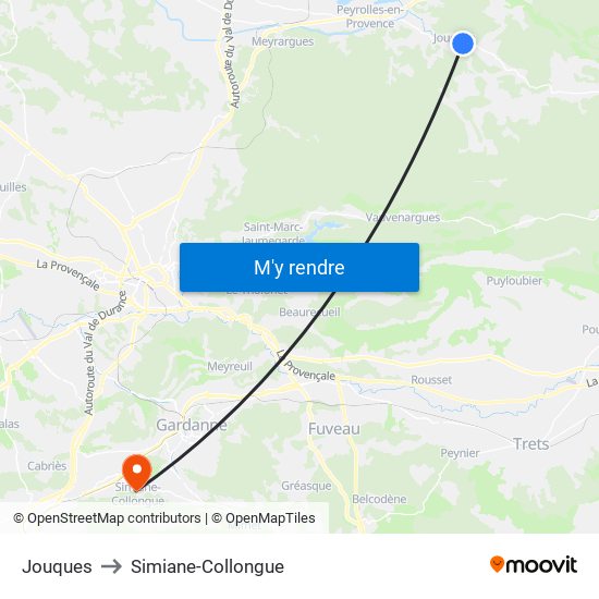 Jouques to Simiane-Collongue map