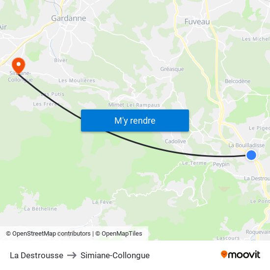 La Destrousse to Simiane-Collongue map