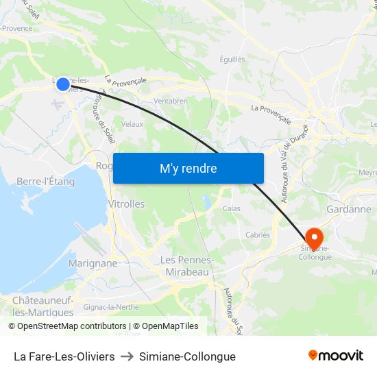 La Fare-Les-Oliviers to Simiane-Collongue map