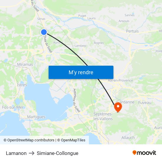 Lamanon to Simiane-Collongue map