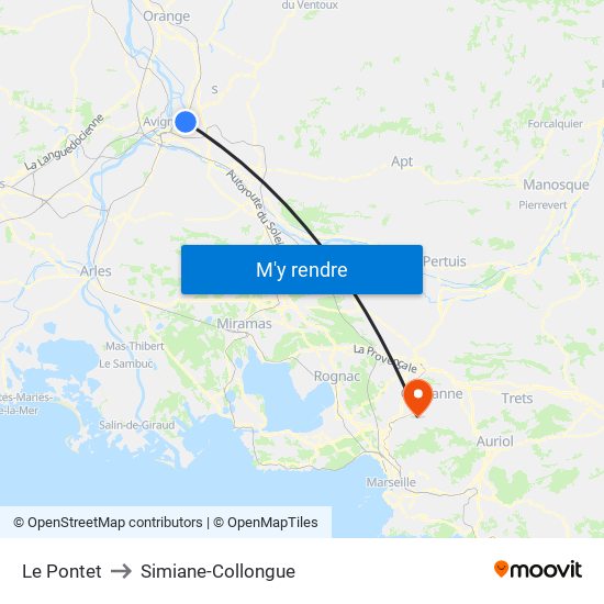 Le Pontet to Simiane-Collongue map