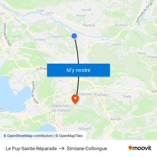 Le Puy-Sainte-Réparade to Simiane-Collongue map