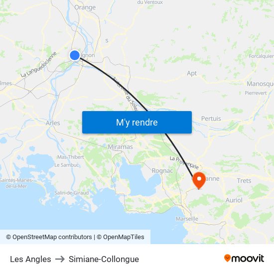 Les Angles to Simiane-Collongue map