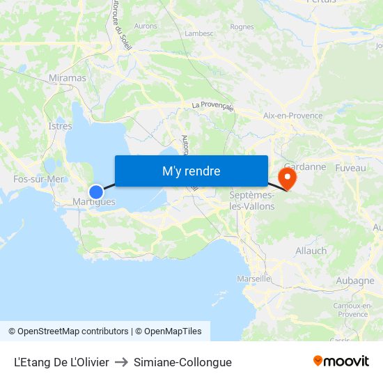 L'Etang De L'Olivier to Simiane-Collongue map