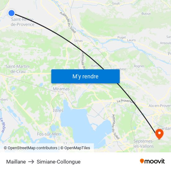 Maillane to Simiane-Collongue map