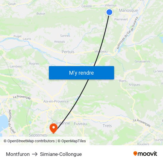 Montfuron to Simiane-Collongue map