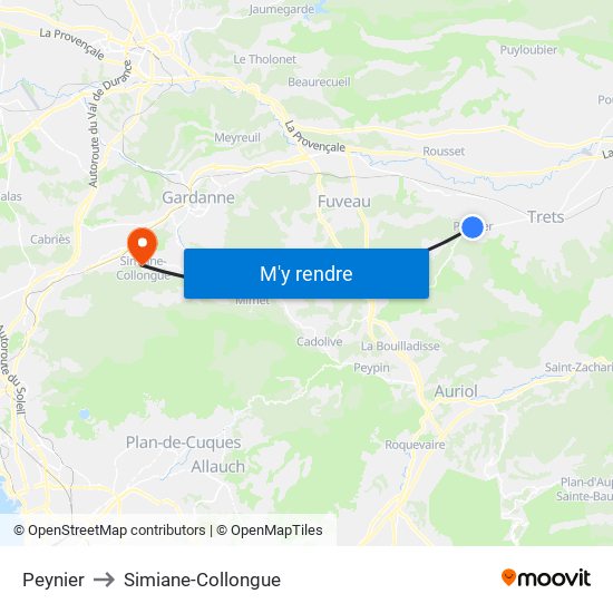 Peynier to Simiane-Collongue map