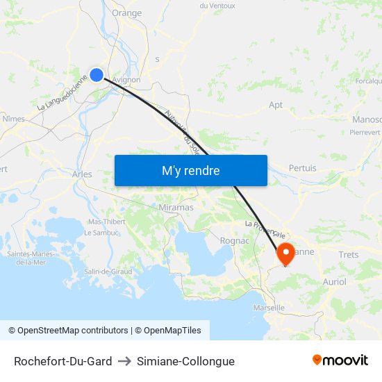 Rochefort-Du-Gard to Simiane-Collongue map