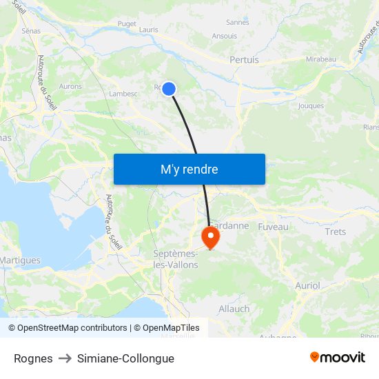 Rognes to Simiane-Collongue map