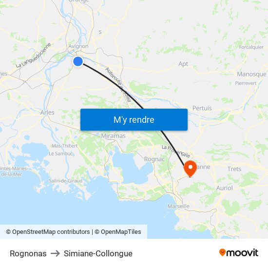 Rognonas to Simiane-Collongue map