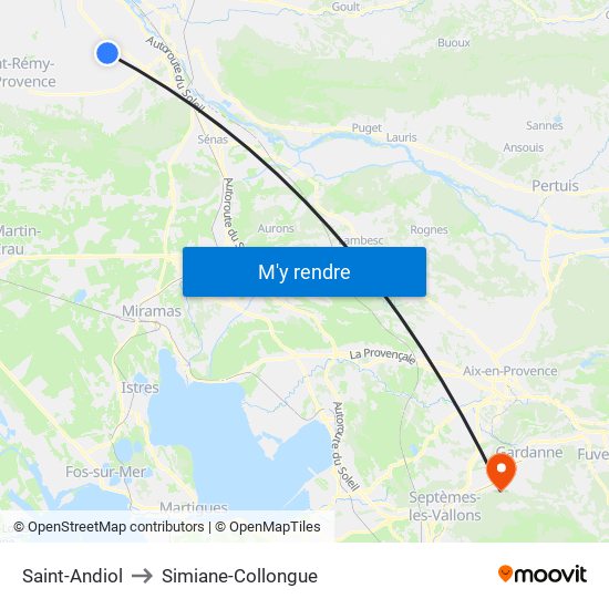 Saint-Andiol to Simiane-Collongue map