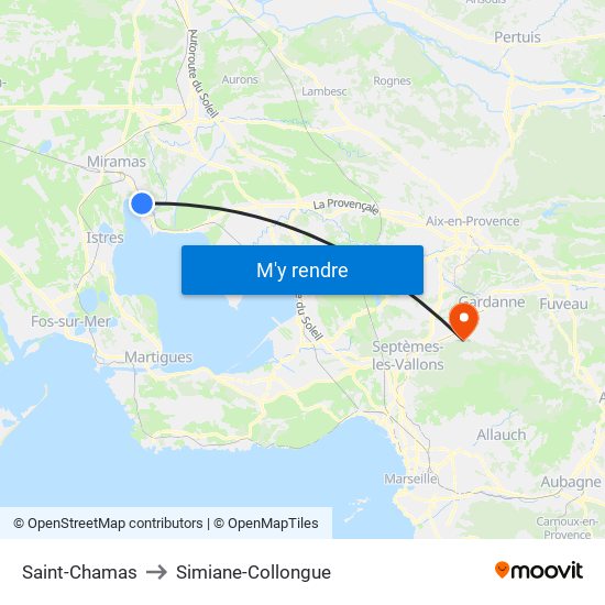 Saint-Chamas to Simiane-Collongue map