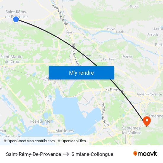 Saint-Rémy-De-Provence to Simiane-Collongue map
