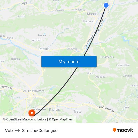Volx to Simiane-Collongue map