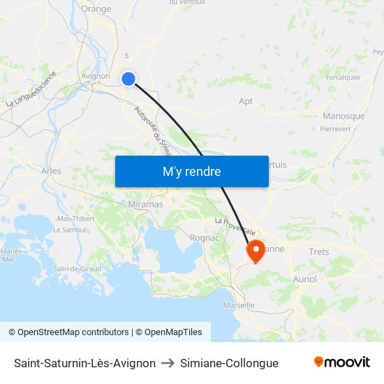 Saint-Saturnin-Lès-Avignon to Simiane-Collongue map