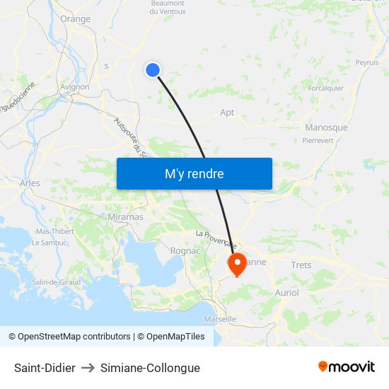 Saint-Didier to Simiane-Collongue map