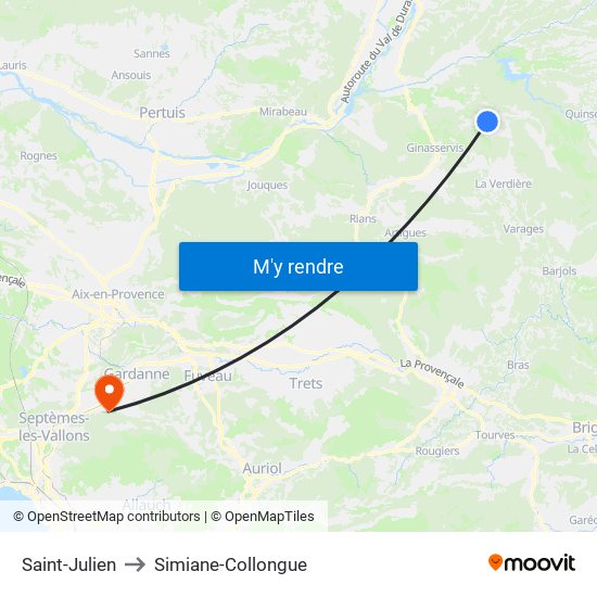 Saint-Julien to Simiane-Collongue map