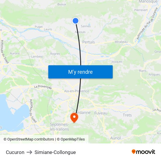 Cucuron to Simiane-Collongue map