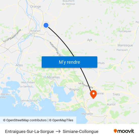 Entraigues-Sur-La-Sorgue to Simiane-Collongue map