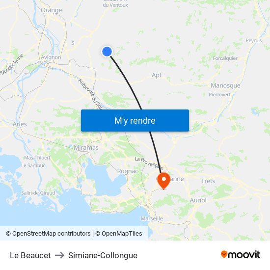 Le Beaucet to Simiane-Collongue map