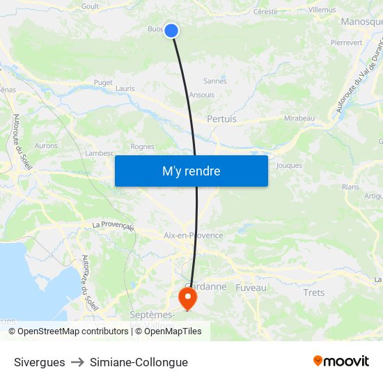 Sivergues to Simiane-Collongue map