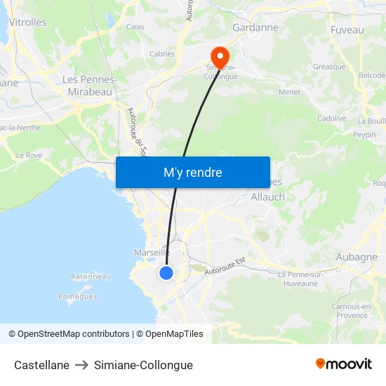 Castellane to Simiane-Collongue map