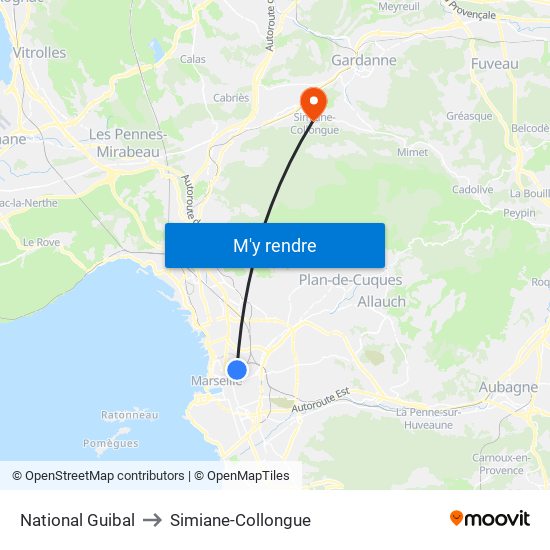 National Guibal to Simiane-Collongue map