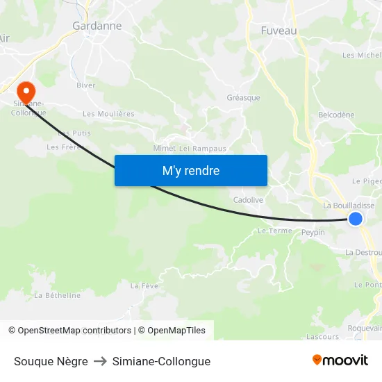 Souque Nègre to Simiane-Collongue map