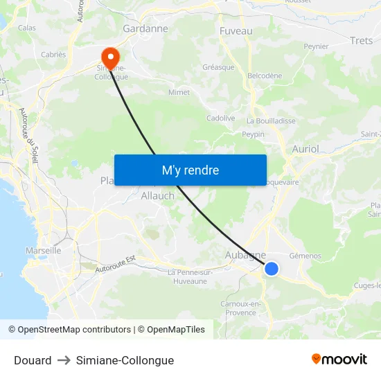 Douard to Simiane-Collongue map