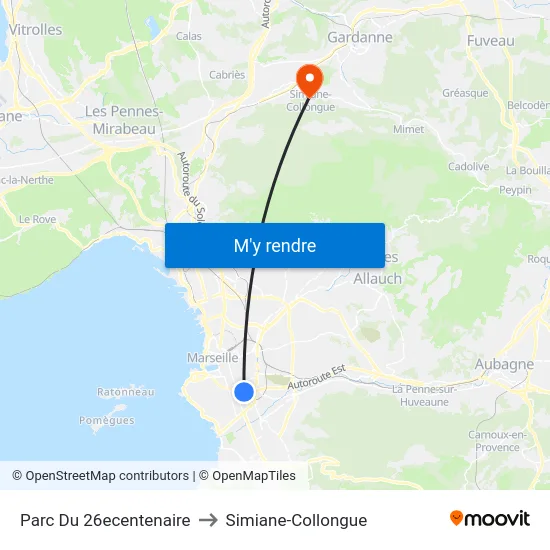 Parc Du 26ecentenaire to Simiane-Collongue map