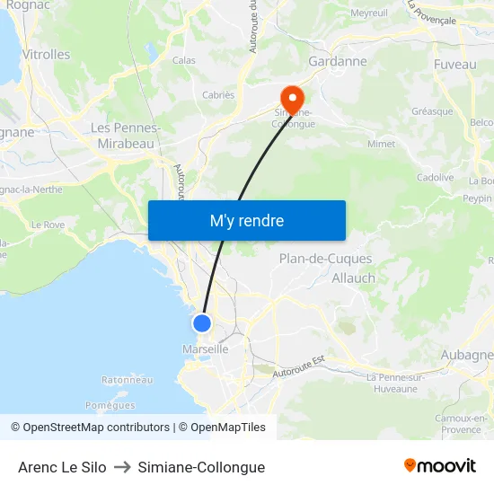 Arenc Le Silo to Simiane-Collongue map