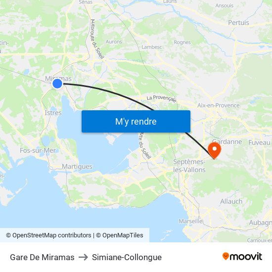 Gare De Miramas to Simiane-Collongue map