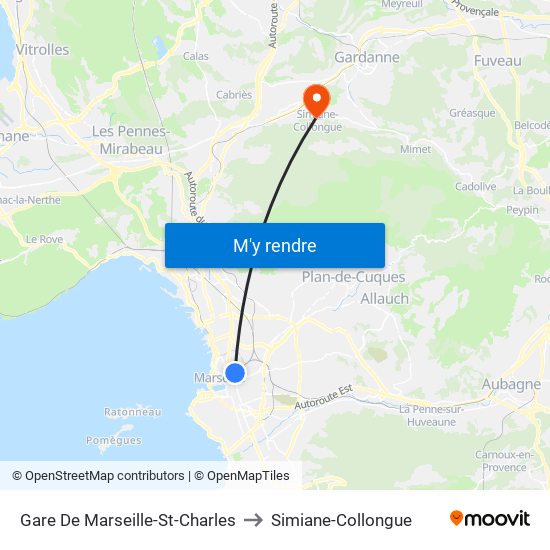 Gare De Marseille-St-Charles to Simiane-Collongue map