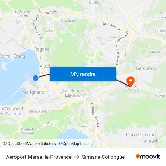 Aéroport Marseille-Provence to Simiane-Collongue map