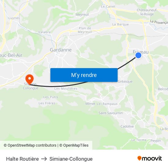 Halte Routière to Simiane-Collongue map