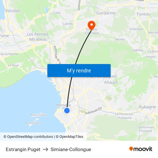 Estrangin Puget to Simiane-Collongue map