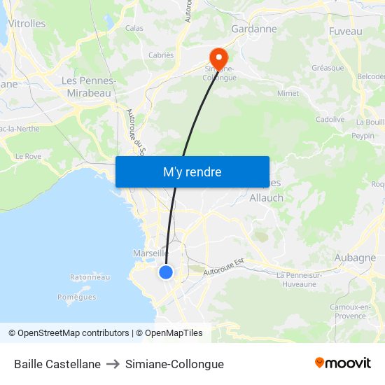 Baille Castellane to Simiane-Collongue map