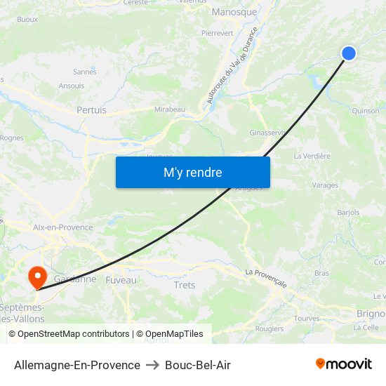 Allemagne-En-Provence to Bouc-Bel-Air map