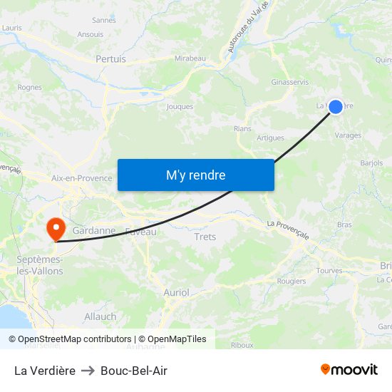 La Verdière to Bouc-Bel-Air map