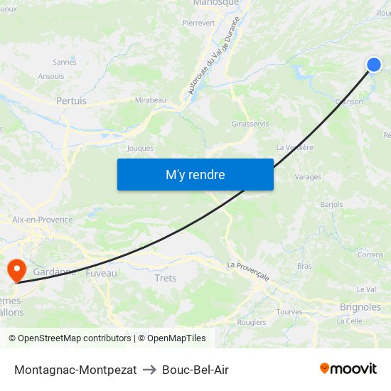 Montagnac-Montpezat to Bouc-Bel-Air map