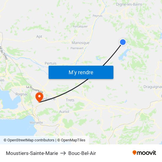 Moustiers-Sainte-Marie to Bouc-Bel-Air map