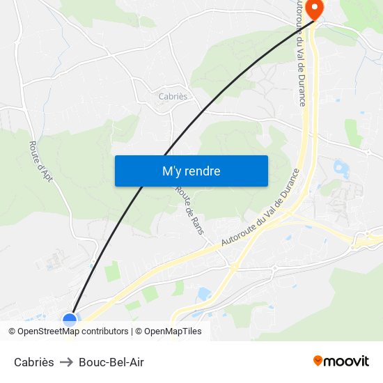 Cabriès to Bouc-Bel-Air map