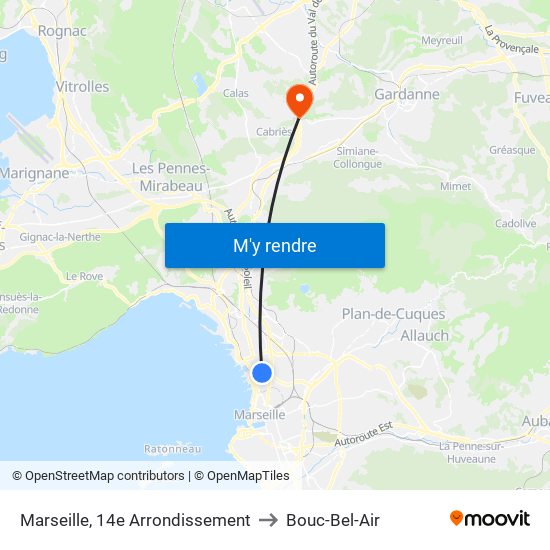Marseille, 14e Arrondissement to Bouc-Bel-Air map