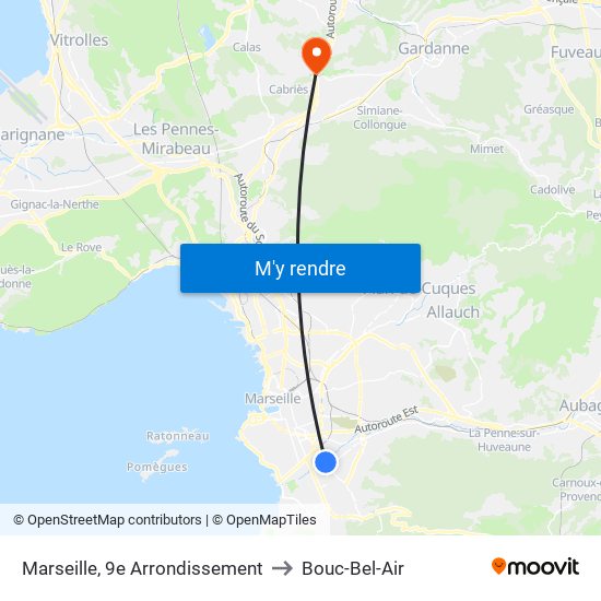 Marseille, 9e Arrondissement to Bouc-Bel-Air map
