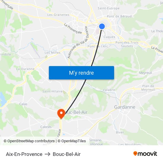 Aix-En-Provence to Bouc-Bel-Air map
