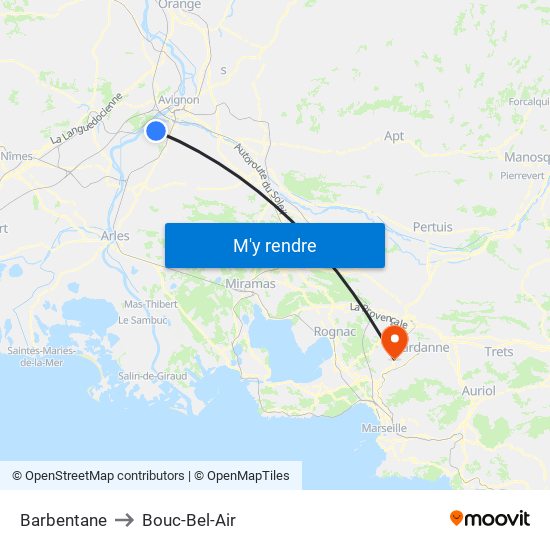 Barbentane to Bouc-Bel-Air map