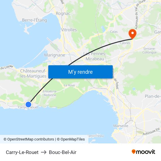 Carry-Le-Rouet to Bouc-Bel-Air map