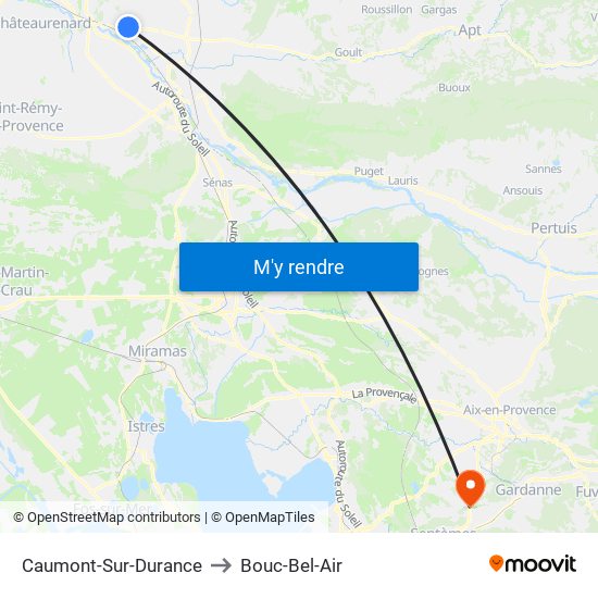 Caumont-Sur-Durance to Bouc-Bel-Air map